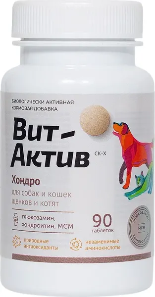 Изображение товара Кормовая добавка для животных Фармакс Ф Вит-Актив СК-Х Хондро для собак и кошек (90таб)
