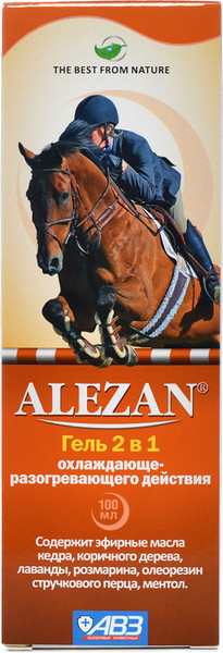 Изображение товара Гель-бальзам для лечения опорно-двигательного аппарата у животных Агроветзащита Алезан 2в1 Охлаждающе-разогревающего действия (250мл)