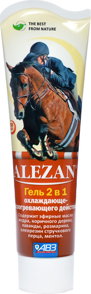 Изображение товара Гель-бальзам для лечения опорно-двигательного аппарата у животных Агроветзащита Алезан 2в1 Охлаждающе-разогревающего действия (250мл)