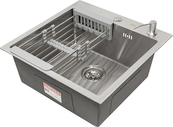 Изображение товара Мойка кухонная Arfeka AF 55x50.5+CL AR+DS AR (Satin Nano, с дозатором и коландером)