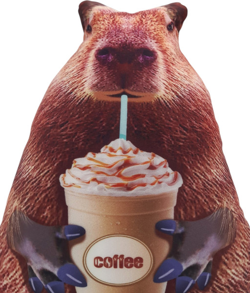 Изображение товара Мягкая игрушка Malvina Капибара с кофе  24см / 201.1.3