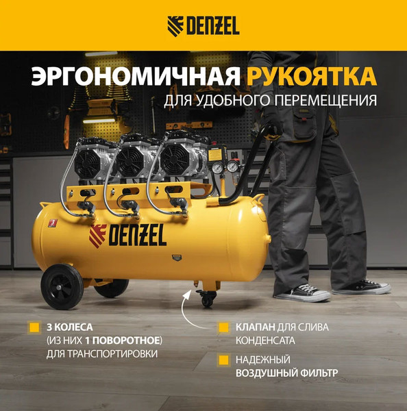 Изображение товара Воздушный компрессор Denzel Безмаслянный DLS 1800/100 / 58028