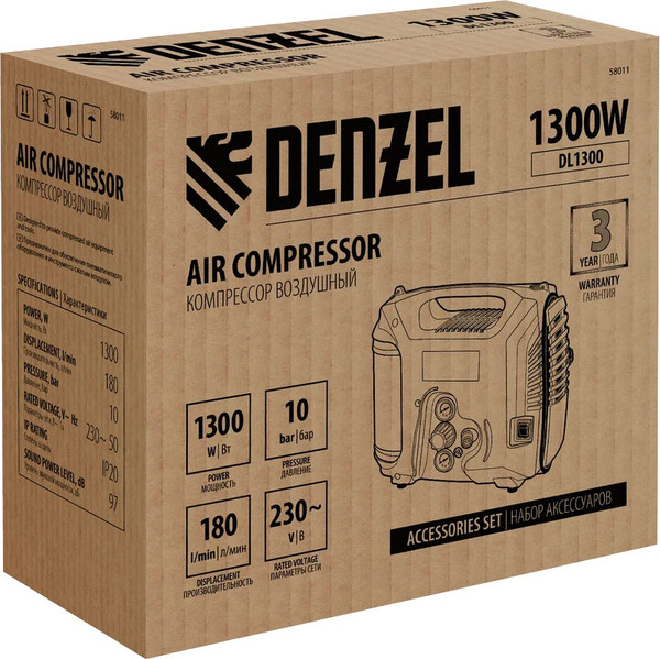 Изображение товара Воздушный компрессор Denzel DL1300 / 58011