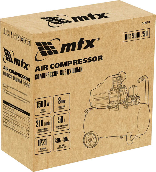 Изображение товара Воздушный компрессор MTX DC1500L/50 / 58018
