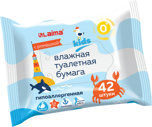 Изображение товара Влажная туалетная бумага Laima Детская / 115223 (42шт)