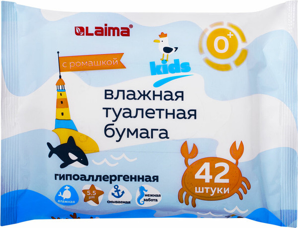 Изображение товара Влажная туалетная бумага Laima Детская / 115223 (42шт)