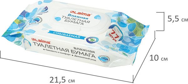 Изображение товара Влажная туалетная бумага Laima 115224 (77шт)