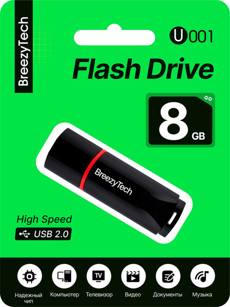 Изображение товара USB flash накопитель BreezyTech U001 8GB (черный)