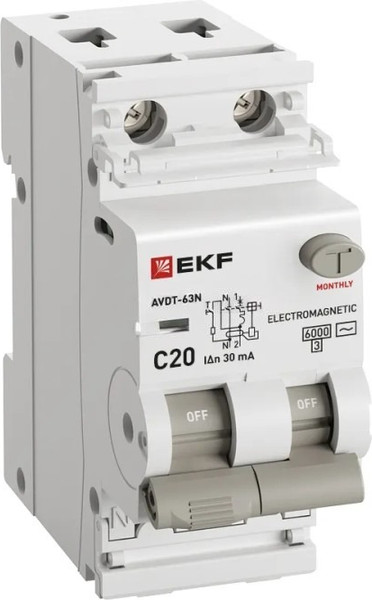 Изображение товара Дифференциальный автомат EKF PROxima АВДТ-63N 1P+N А / D63N26E20C30