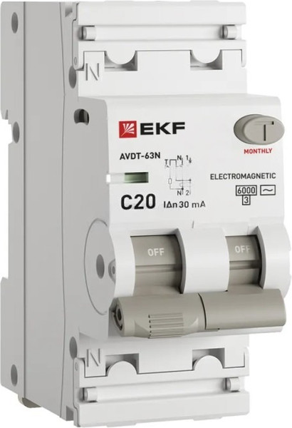 Изображение товара Дифференциальный автомат EKF PROxima АВДТ-63N 1P+N А / D63N26E20C30
