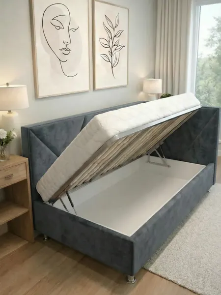 Изображение товара Односпальная кровать Elmax Катания 80x200 угол левый (Glory 23, серый графит)