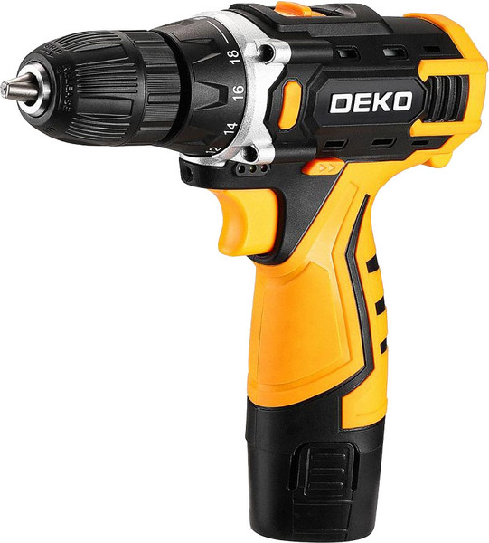 Изображение товара Аккумуляторная дрель-шуруповерт Deko DKCD12V SET1 в кейсе + оснастка 13шт / 083-1022