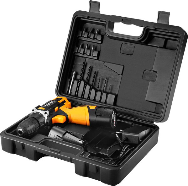 Изображение товара Аккумуляторная дрель-шуруповерт Deko DKCD12V SET1 в кейсе + оснастка 13шт / 083-1022