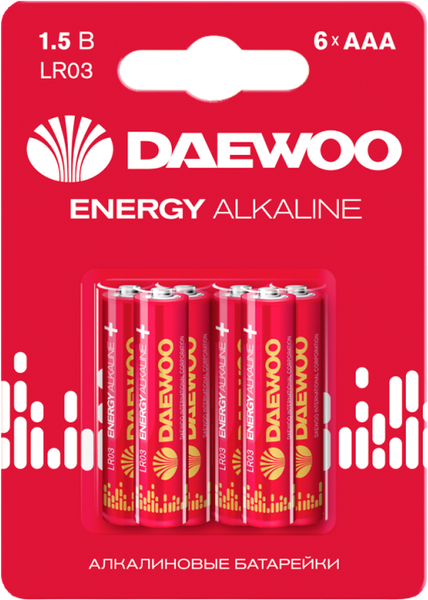 Изображение товара Комплект батареек Daewoo Energy Alkaline LR03 BL-6 / 5057081