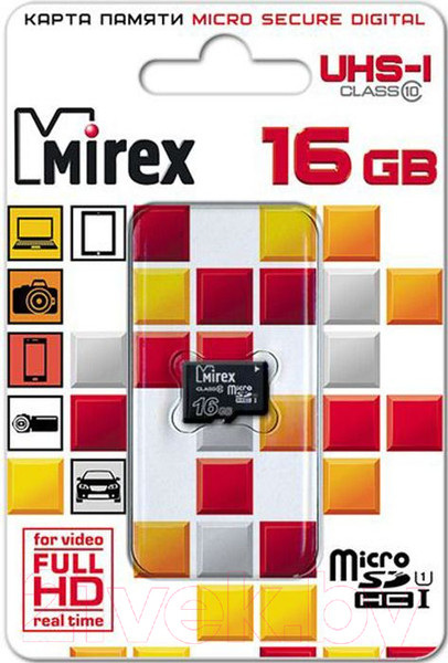 Изображение товара Карта памяти Mirex microSDHC (Class 10) 16GB (13612-MCSUHS16)