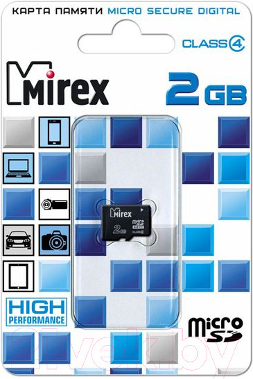 Изображение товара Карта памяти Mirex microSDHC (Class 4) 2GB (13612-MCROSD02)
