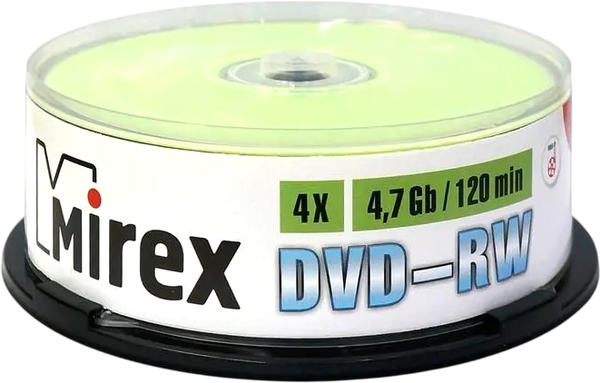 Изображение товара Набор дисков DVD+RW Mirex Brand Cake Box 4.7Gb 4x / UL130032A4M (25шт)
