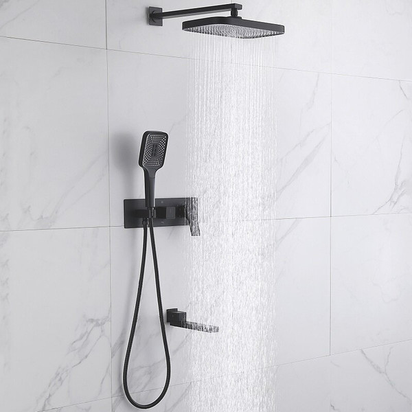 Изображение товара Душевая система со смесителем Rose R1035H (черный)