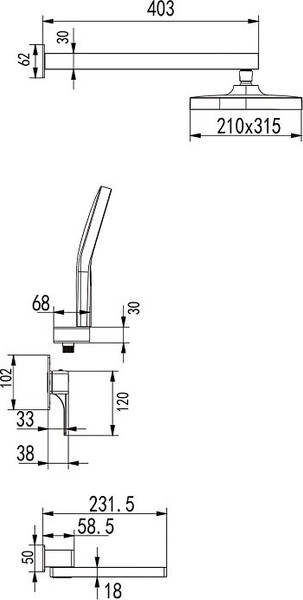 Изображение товара Душевая система со смесителем Rose R1035H (черный)