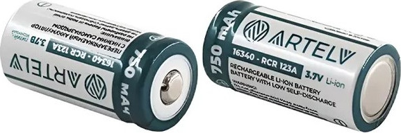 Изображение товара Комплект аккумуляторов Artelv RCR123 3.7V Li-Ion 750 mAh / AVRCR123