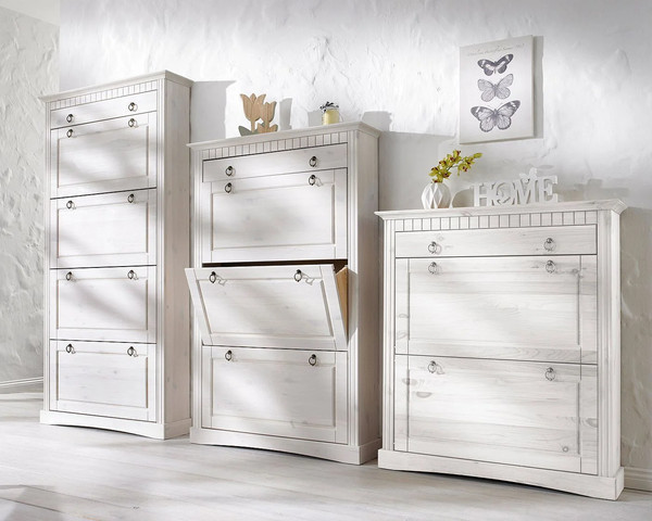 Изображение товара Тумба для обуви Dipriz Неаполь 3 дв.,1 ящ. / Д.7111-10 (белый воск)