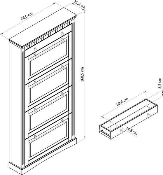 Изображение товара Тумба для обуви Dipriz Неаполь 4 дв.,1 ящ. / Д.15033.2 (крышка антик)