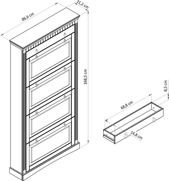 Изображение товара Тумба для обуви Dipriz Неаполь 4 дв.,1 ящ. / Д.7111-11 (белый воск)