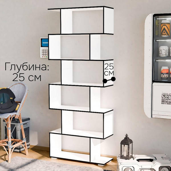 Изображение товара Стеллаж Dipriz 720х240х1738 / Д.35066.1 (белый/черный)