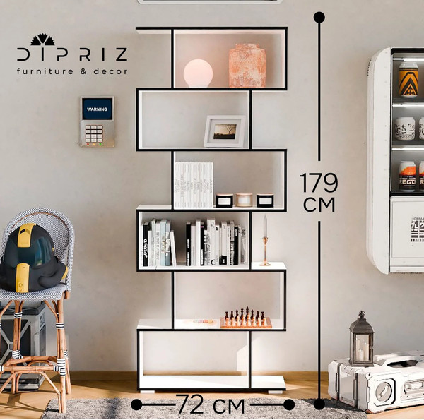 Изображение товара Стеллаж Dipriz 720х240х1738 / Д.35066.1 (белый/черный)