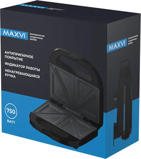 Изображение товара Сэндвичница Maxvi SM751S (серебристый/черный)