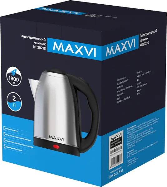 Изображение товара Электрочайник Maxvi KE2021S (серебристый/черный)