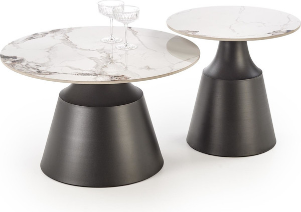 Изображение товара Комплект журнальных столиков Halmar Magneta (белый мрамор/черный)