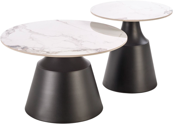 Изображение товара Комплект журнальных столиков Halmar Magneta (белый мрамор/черный)