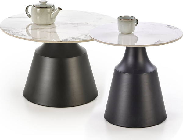 Изображение товара Комплект журнальных столиков Halmar Magneta (белый мрамор/черный)