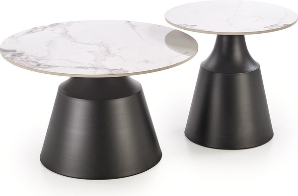 Изображение товара Комплект журнальных столиков Halmar Magneta (белый мрамор/черный)