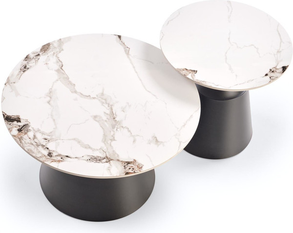 Изображение товара Комплект журнальных столиков Halmar Magneta (белый мрамор/черный)