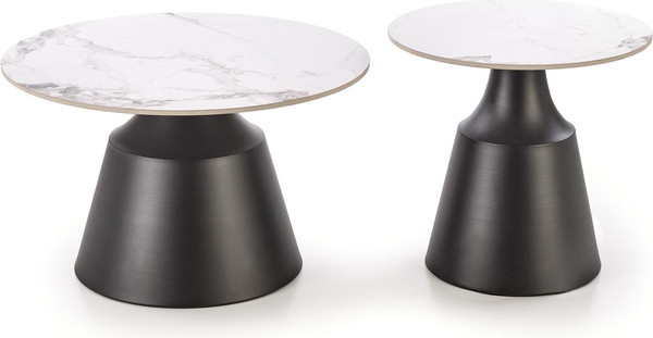 Изображение товара Комплект журнальных столиков Halmar Magneta (белый мрамор/черный)