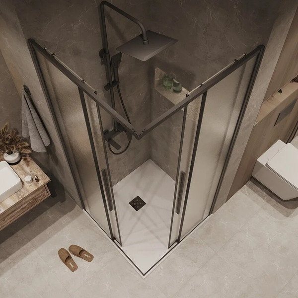 Изображение товара Душевой уголок Grossman Galaxy 90х110х195 / 300.K33.01.90R11L.21.02 (черный матовый/стекло шиншилла)