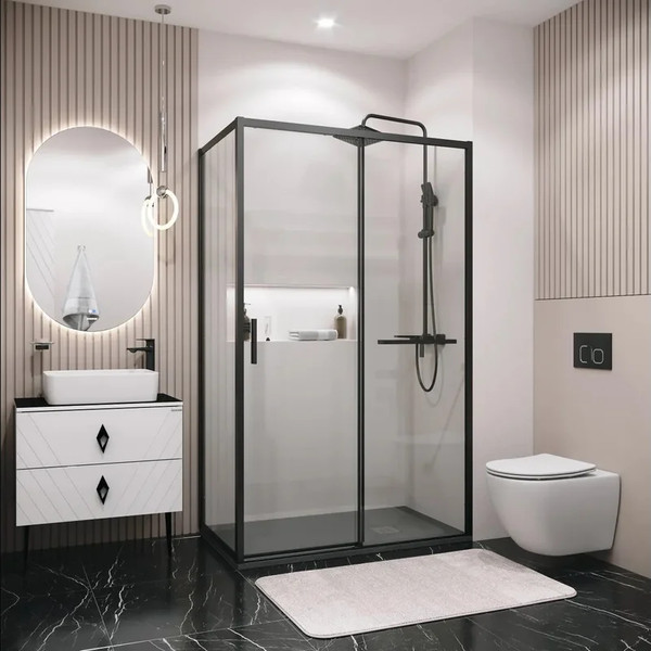 Изображение товара Душевая стенка Grossman Style 100х195 / 200.K33.05.100.21.00 (черный матовый/стекло прозрачное)