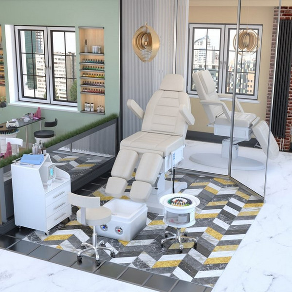 Изображение товара Косметологическое кресло Элеганс Сириус-08 (черный матовый, регулировка высоты с помощью электромотора)