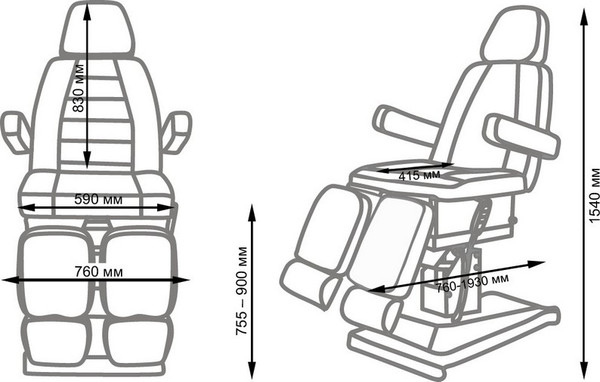 Изображение товара Косметологическое кресло Элеганс Сириус-10 (черный матовый, регулировка высоты, угла наклона спинки и сиденья)