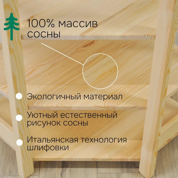 Изображение товара Стеллаж Dipriz Ивари угловой 1790 мм / Д.35023.7 (сосна/без отделки)