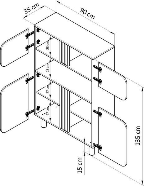 Изображение товара Шкаф Dipriz Ola 2 дв. + 2 дв. / Д.70039.1 (белый)