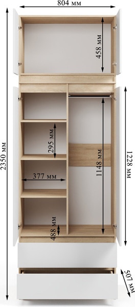 Изображение товара Шкаф Soma ШК-2 80-235 (дуб сонома/белый)