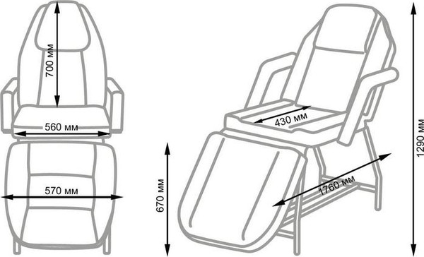 Изображение товара Косметологическое кресло Элеганс Релакс Стандарт (белый/хром)