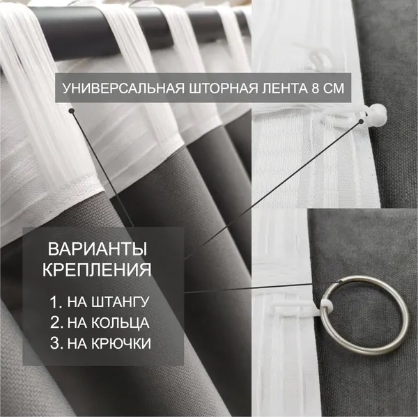 Изображение товара Комплект штор КронасМАрт Блэкаут 200x250 (2шт, антрацит)