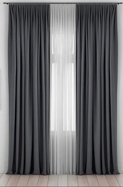 Изображение товара Комплект штор КронасМАрт Блэкаут 250x270 (2шт, антрацит)