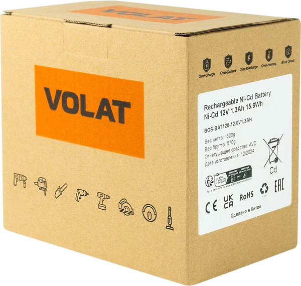 Изображение товара Аккумулятор для электроинструмента VOLAT VT-BOS-BAT120-12.0V1.3AH (для Bosch)