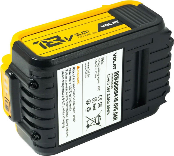Изображение товара Аккумулятор для электроинструмента VOLAT VT-DEW-DCB184-18.0V5.0AH (для DeWalt)