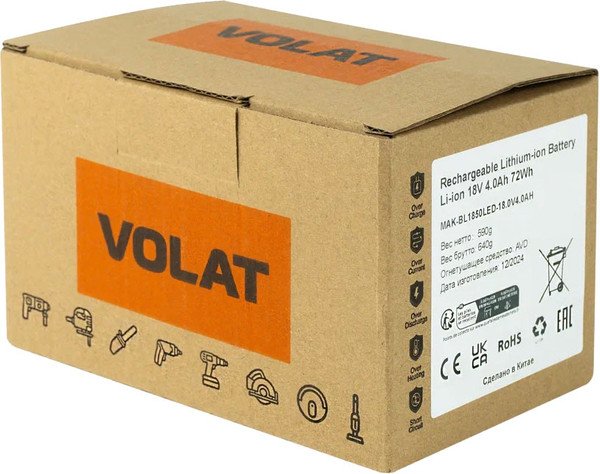 Изображение товара Аккумулятор для электроинструмента VOLAT VT-MAK-BL1850LED-4 (для Makita)